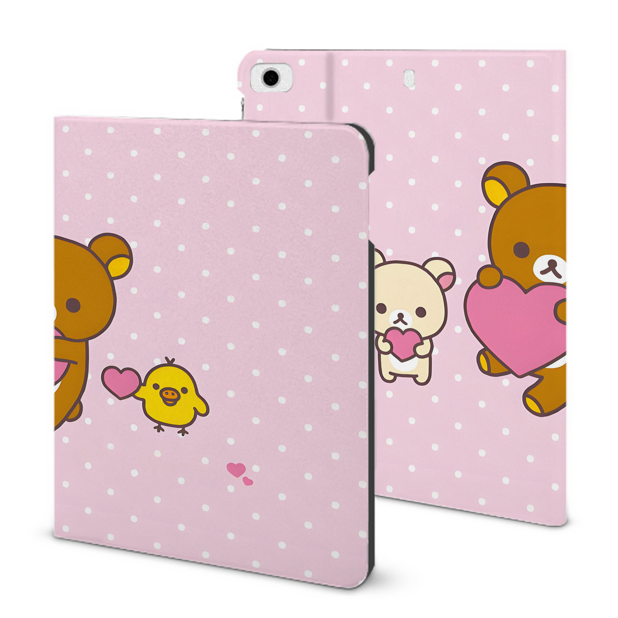 （画像用） リラックマ リラックマ キイロイトリ Rilakkuma Korilakkuma Kiiroitori IPad ケース ブック型 PUレザー TPU 耐衝撃 軽量 薄型 ペン収納なし 全面保護 IPad 各モデル対応